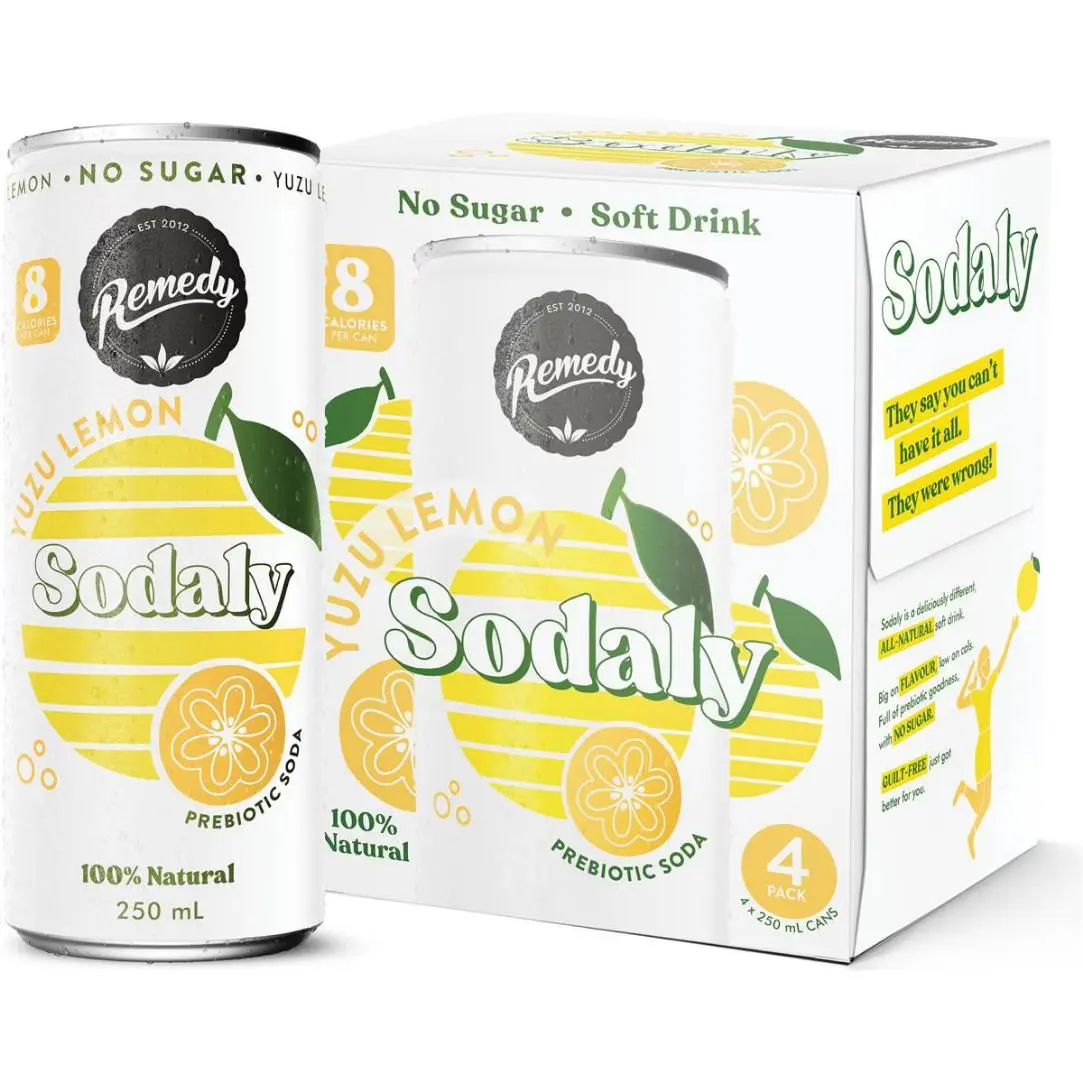 Remedy Sodaly Yuzu Lemon 4 Pack x 250mL
