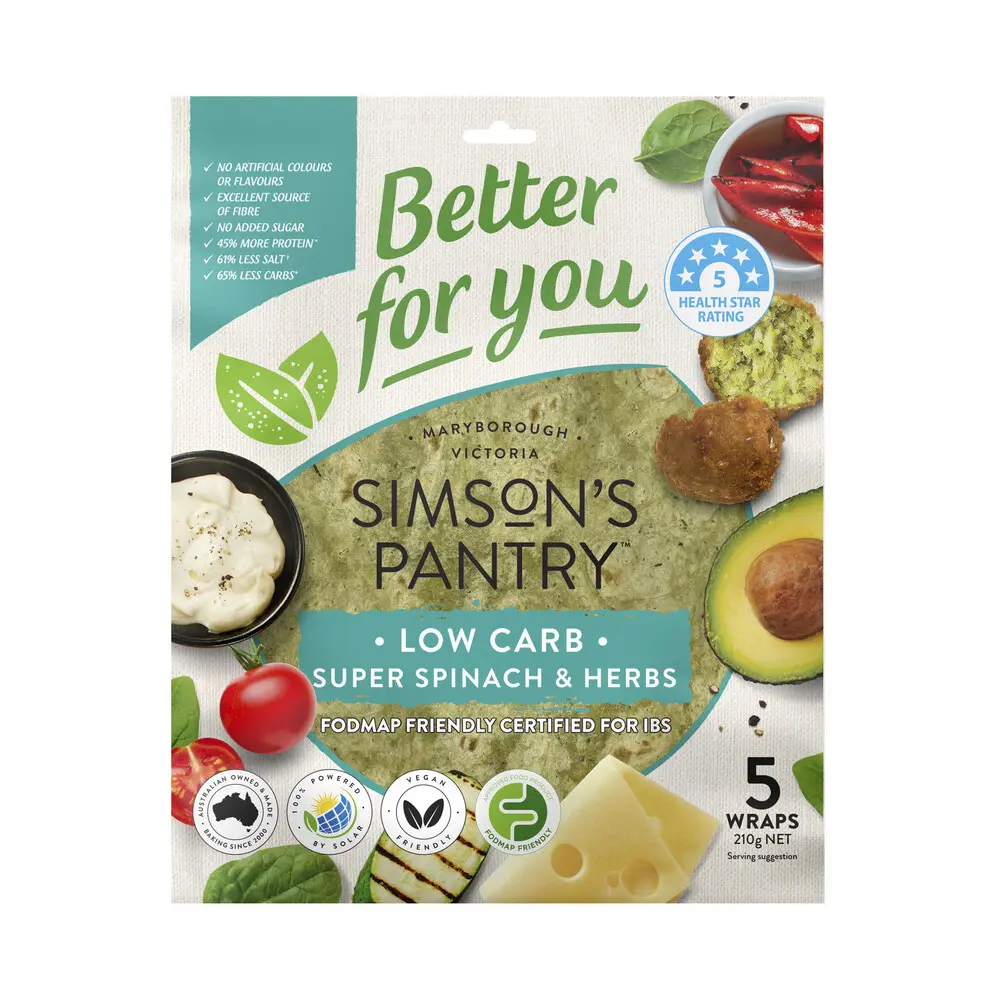 SIMSON'S PANTRY WRAPS LOW CARB SPINACH & HERB