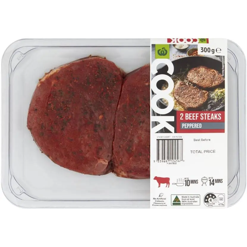 Woolworths Cook Beef Pepper Steaks 300g