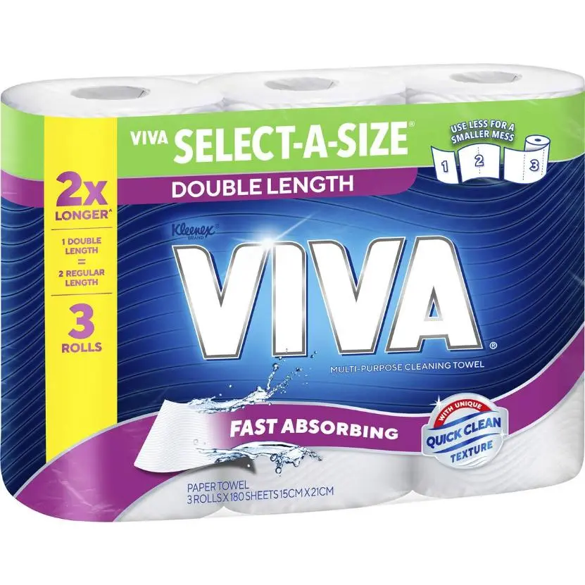 VIVA PAPER TOWEL SAS DOUBLE LENGTH 3 X 120 SHEETS