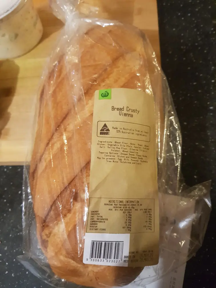 Woolworths Bread Crusty Vienna 450g