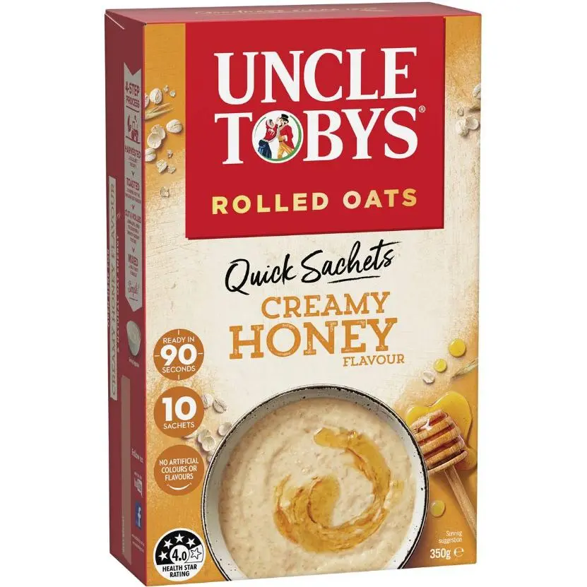 UNCLE TOBYS OATS QUICK SACHETS CREAMY HONEY 350G