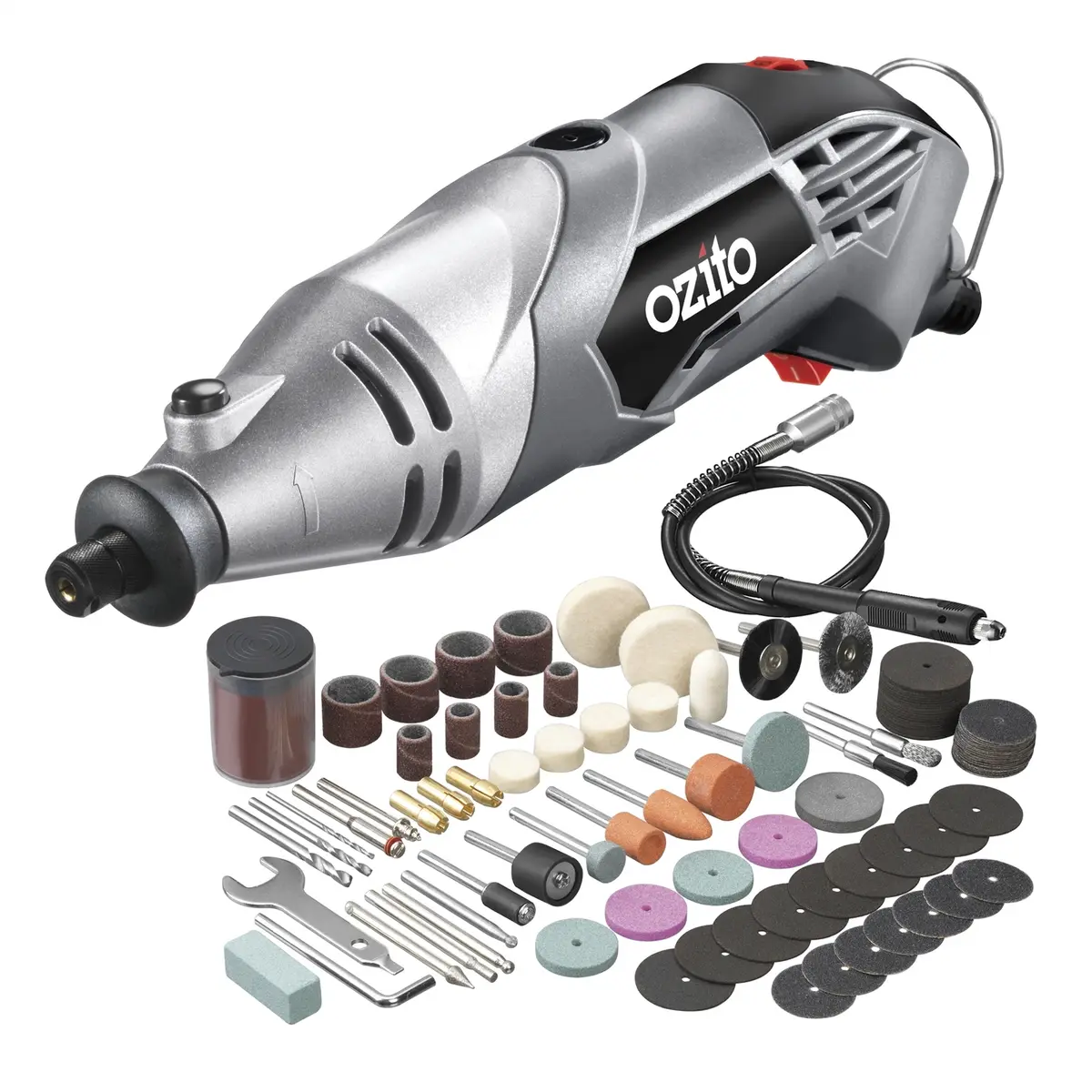 Ozito Rotary Tool Set With Flex Shaft 170w Rtr-2000