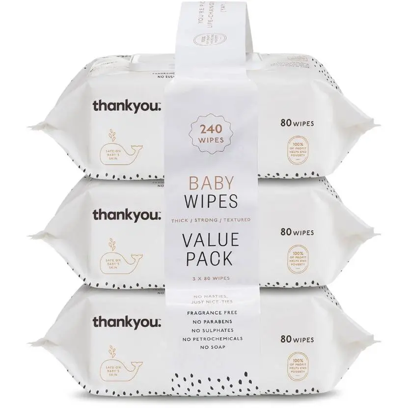 Thankyou Thick & Soft Baby Wipes Value Pack 3x80