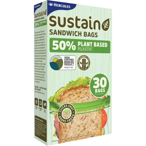 Hercules Sustain 50% Plant Based Sandwich Bags