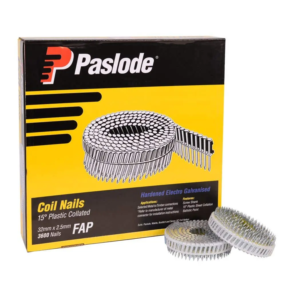 Paslode Coil Nails 15 Degree Plastic Collated