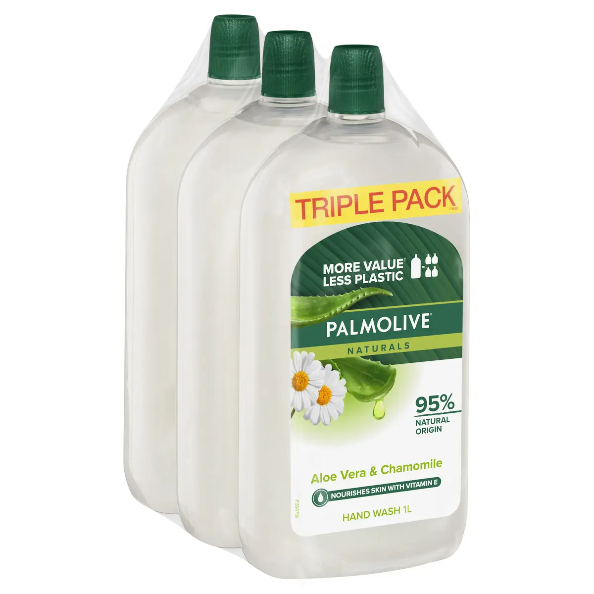 Palmolive Naturals Liquid Hand Wash, Aloe Vera & Chamomile, Triple Pack 3 x 1L