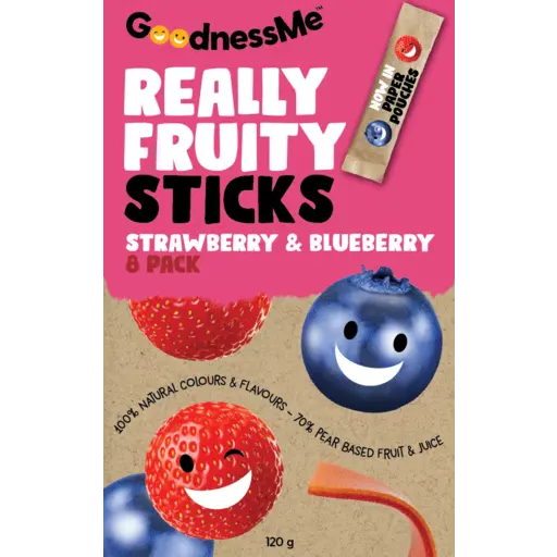 Goodness Me Really Fruity Sticks Strawberry & Blueberry