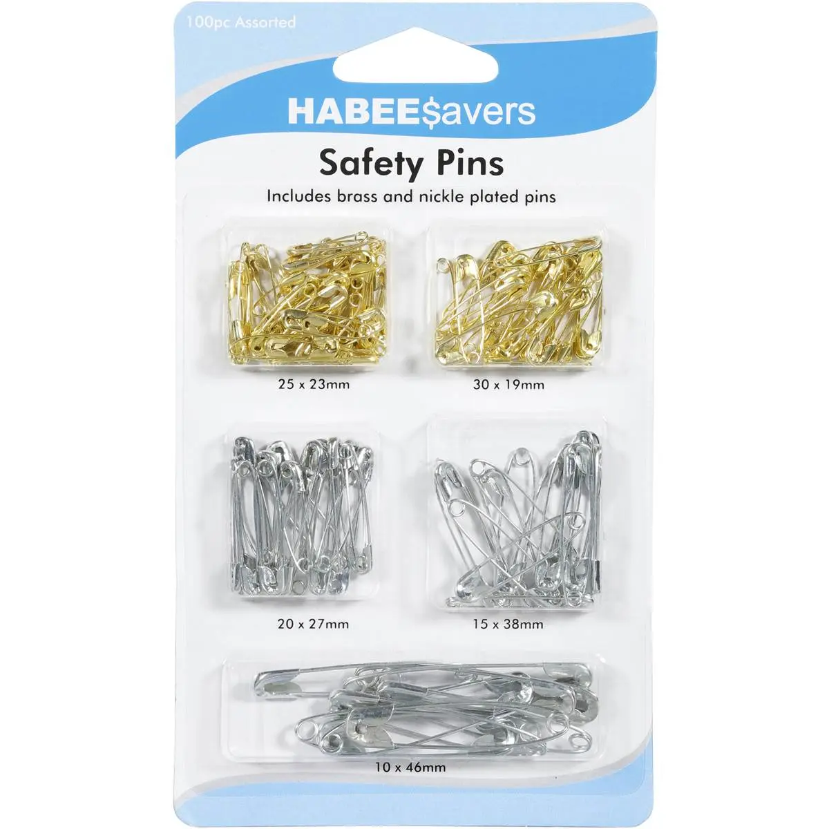 Habee Savers Safety Pins 100pc Assorted