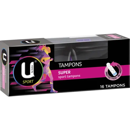 U BY KOTEX FEMININE TAMPONS SPORT SUPER 16 PCE
