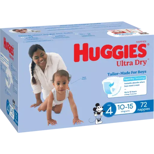 HUGGIES ULTRA DRY NAPPY SIZE 4 BOY JUMBO 72 PCS