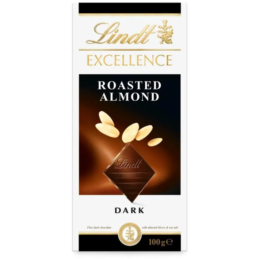 Lindt Excellence Roasted Almond Dark Chocolate Block