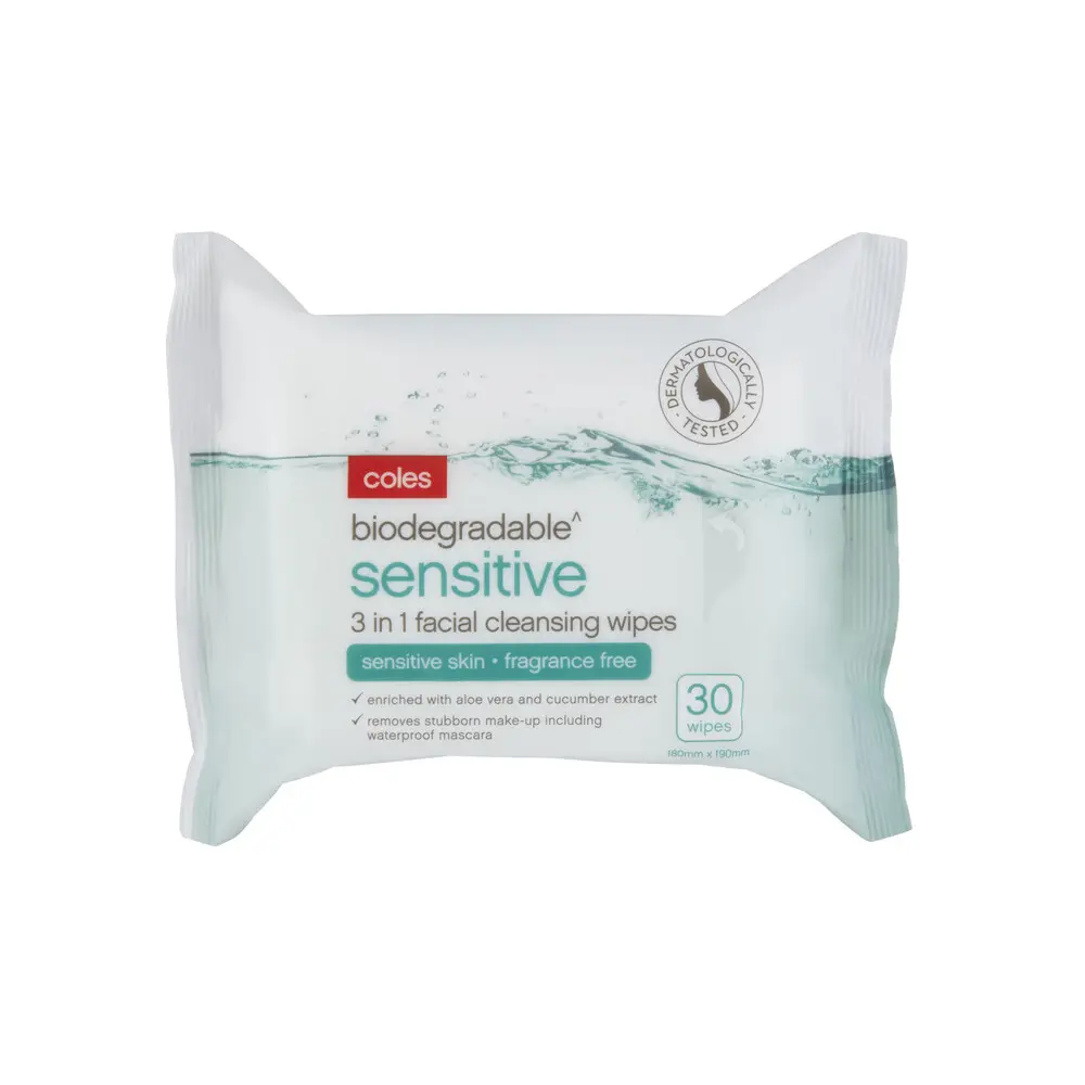 Biodegradable Sensitive 3 In 1 Facial Cleansing Wipes