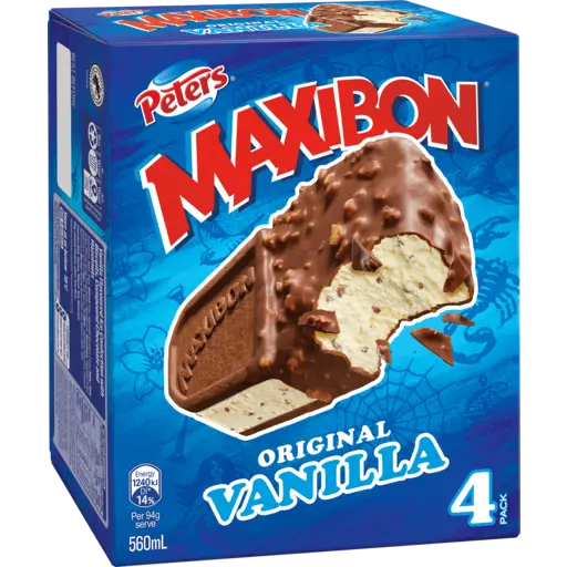 Peters Maxibon Original Vanilla Ice Cream 4 Pack 560ml