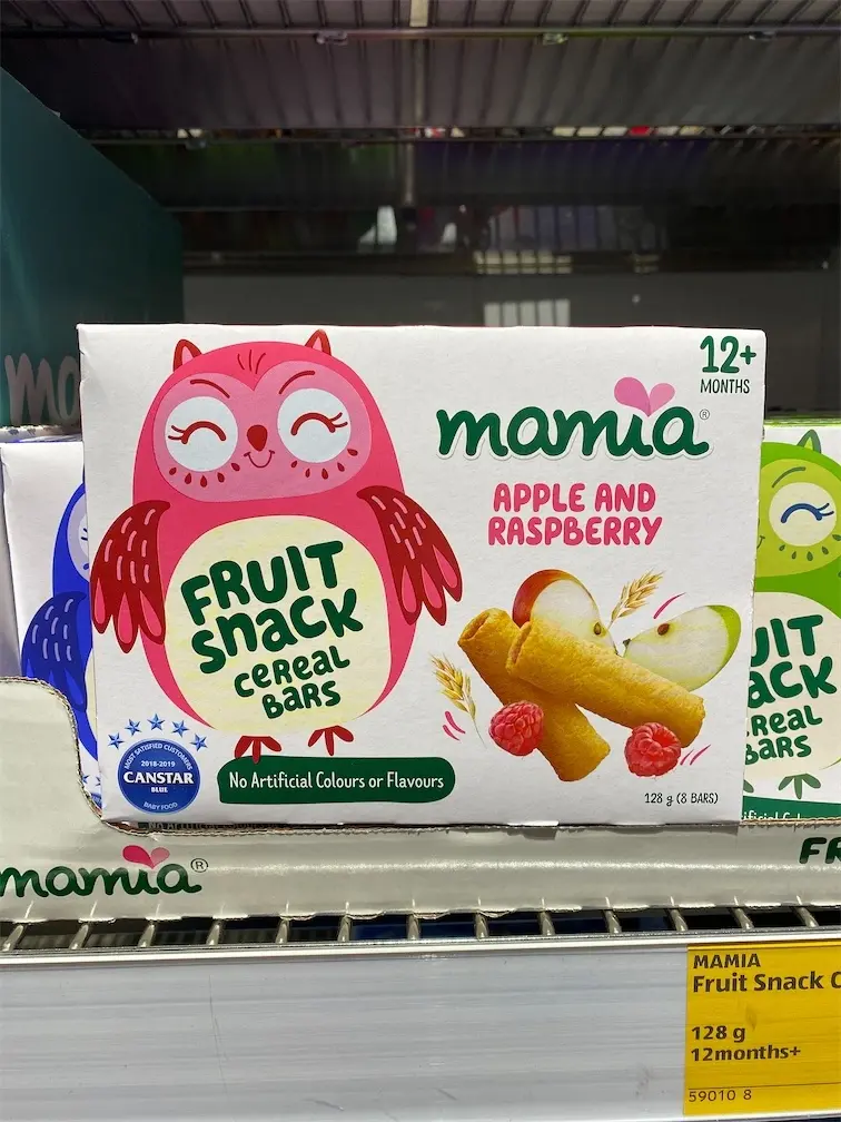 MAMIA Fruit Snack Cereal Bars Apple & Raspberry 8pk