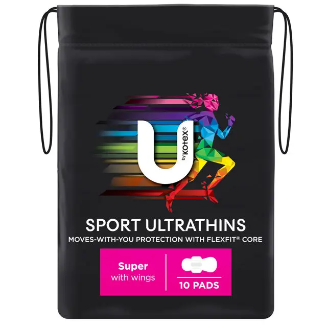 U BY KOTEX FEMININE PAD ULTRATHIN WING SPORT SUPER 1X10 PCE