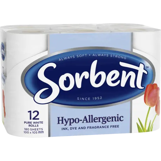 SORBENT TOILET TISSUE HYPOALLERGENIC 12EA