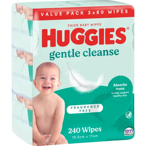 HUGGIES BABY WIPES UNSCENTED REFILL 3X80 ST