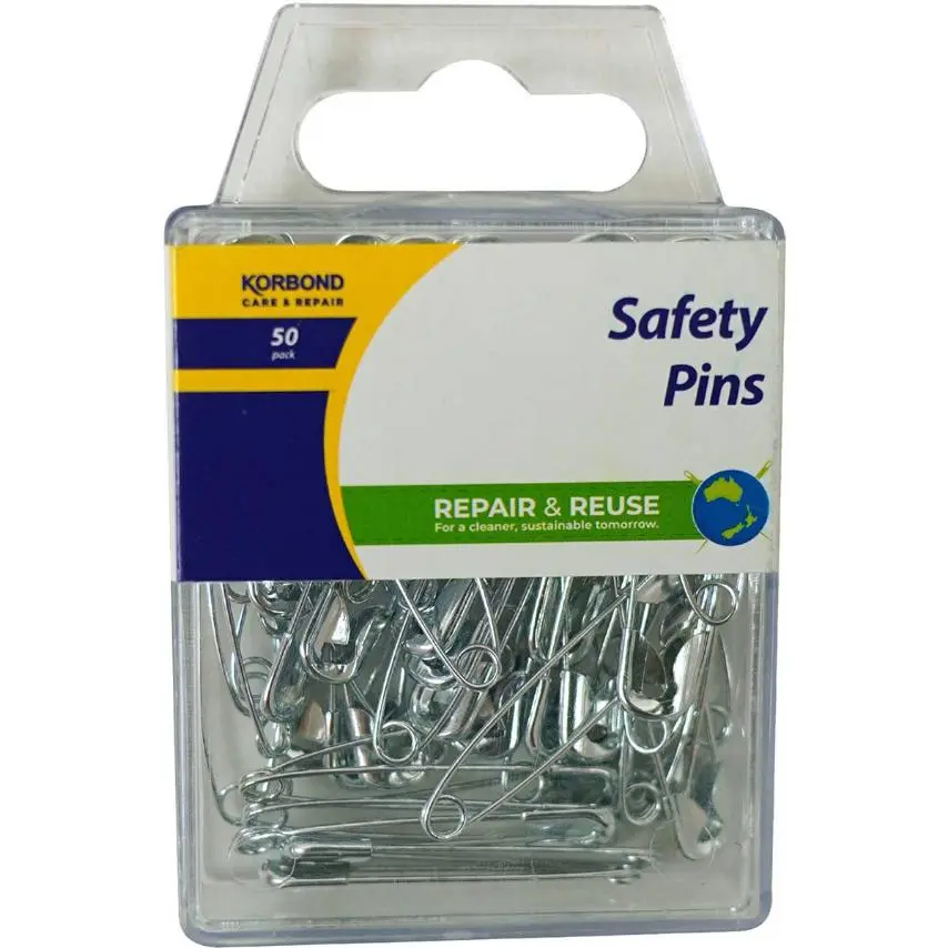Korbond Safety Pins Silver 50 pack