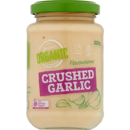 Jensens Organic Crushed Garlic 220g