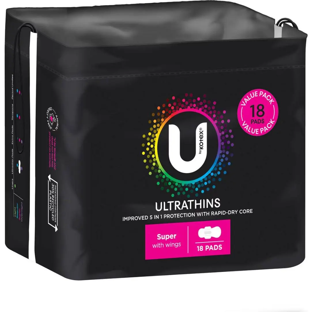 U BY KOTEX FEMININE PAD ULTRATHIN WING SUPER 18 PCE