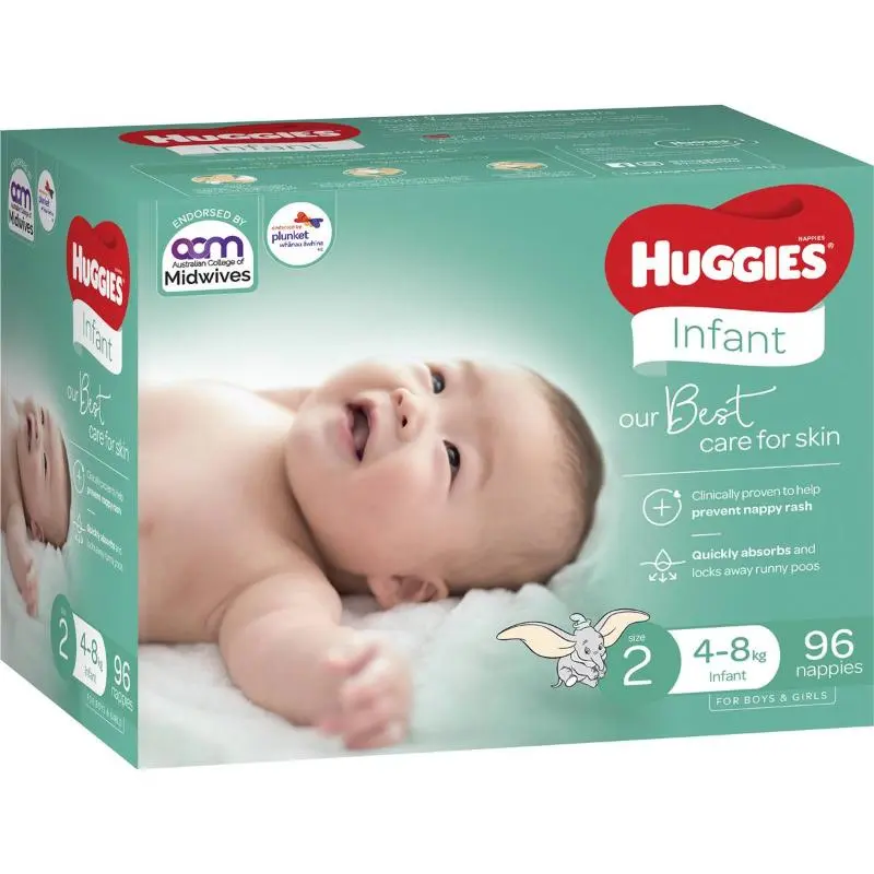 HUGGIES NAPPY SKIN PROTECTION SIZE 2 JUMBO 96 PCS