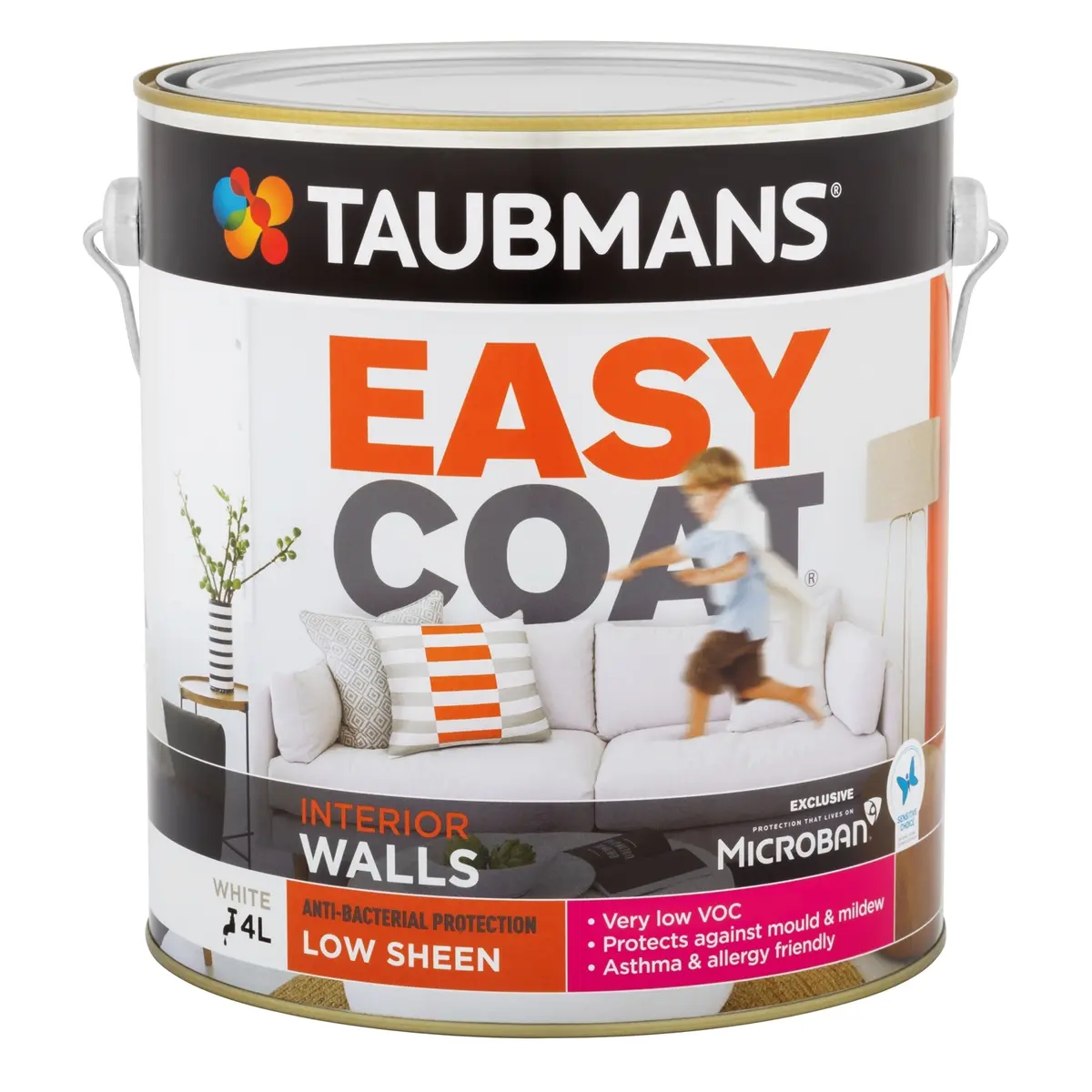 Taubmans Easycoat Interior Walls Low Sheen White 4 L