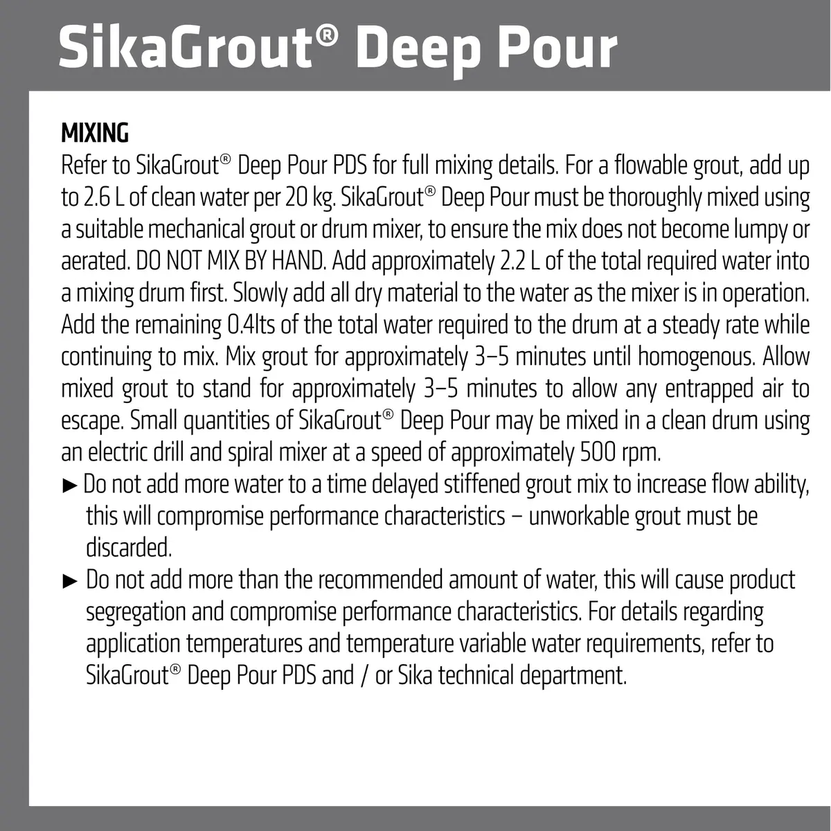 Sika Grout Deep Pur 20kg