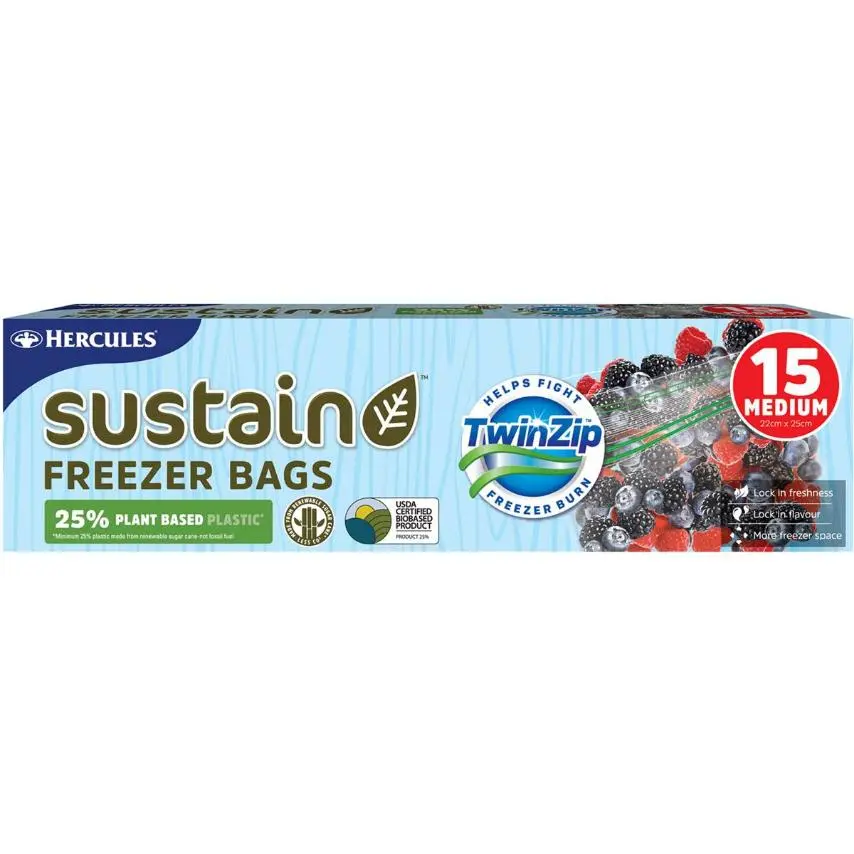 Hercules Sustain Freezer Bags Twin Zip Medium