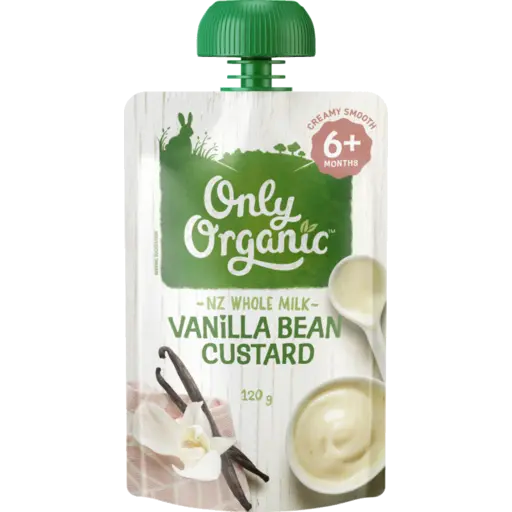 ONLY ORGANIC BABYFOOD VANILLA BEAN CUSTARD POUCH 120g