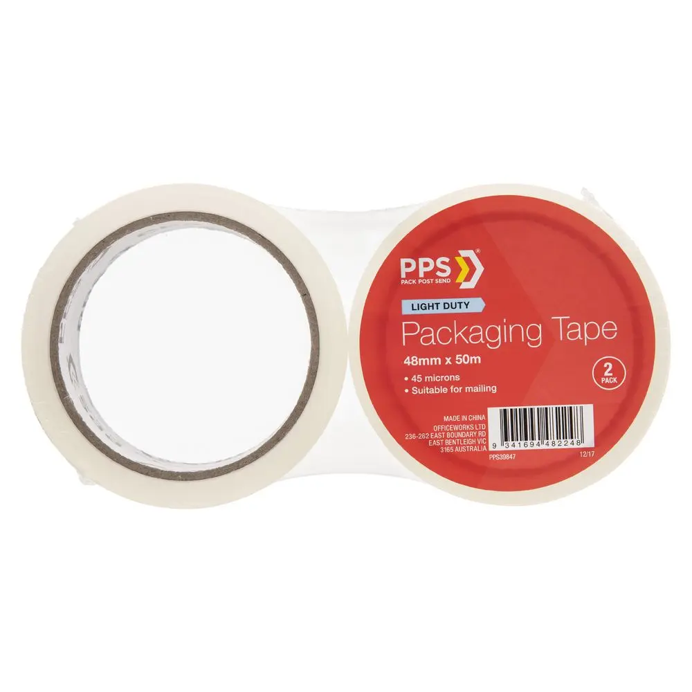 PPS 48mm x 50m Mailing Packaging Tape Clear 2 Pack