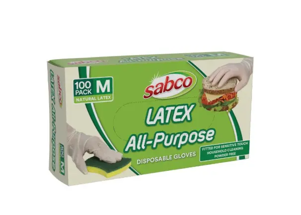 Sabco Latex All Purpose Disposable Gloves Medium - 100 Pack