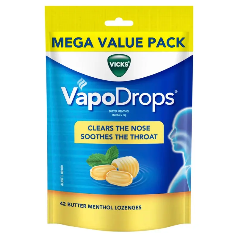Vicks Vapodrop Butter Menthol Lozenges 42 pack