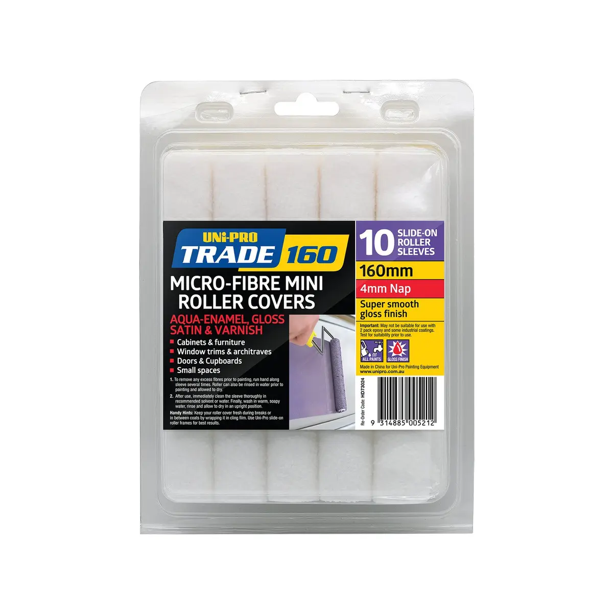 Uni-pro Trade Micro-fibre Mini Roller Covers 160mm
