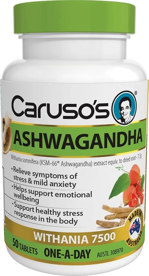 Carusos Ashwagandha Withania 7500 One-A-Day 50 Tablets