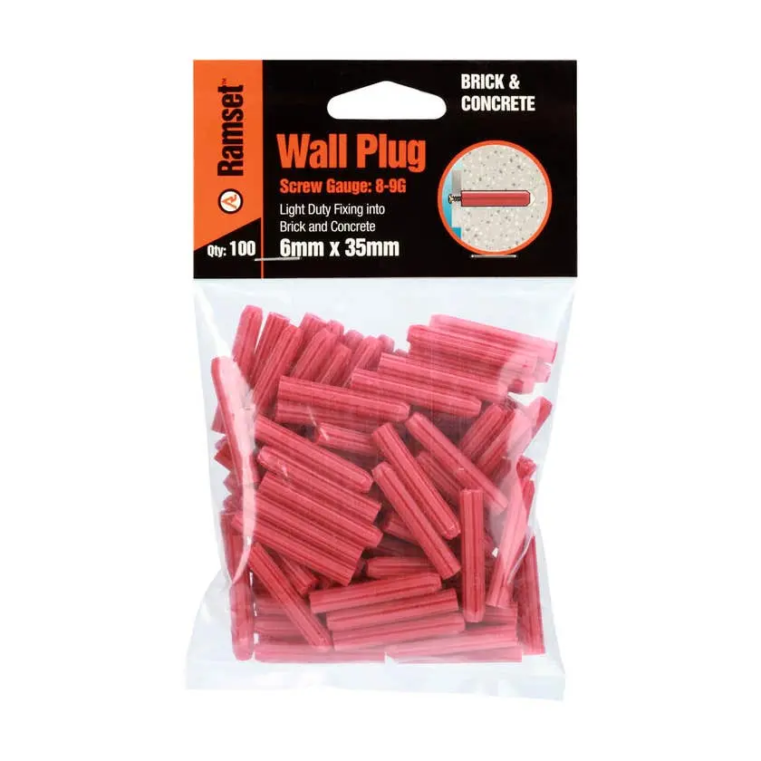 Ramset Wall Plug Red 6 x 35mm - 100 Pack