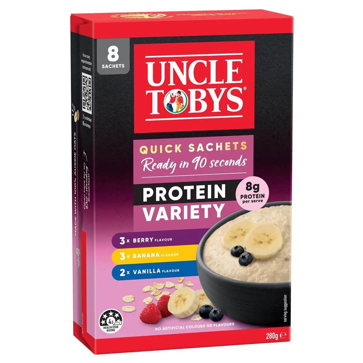 UNCLE TOBYS OATS QUICK SACHETS BREAKFAST CEREAL PROTEIN VARIETY 280G