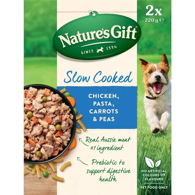 Natures Gift Dog Food Chicken Pasta Carrots and Peas 2 Pack x 220g