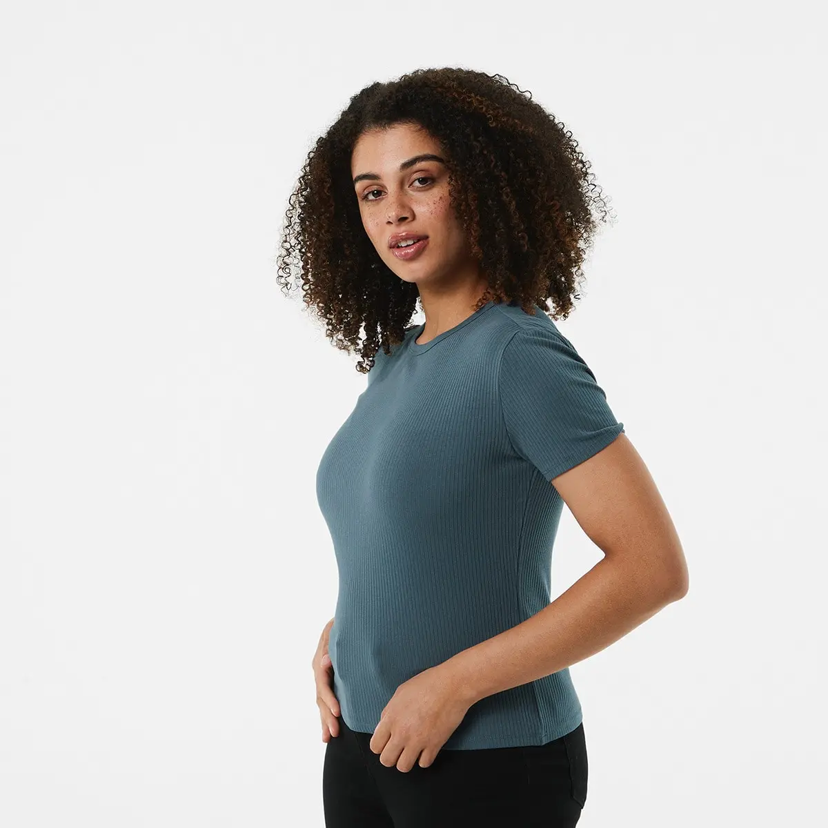 Short Sleeve Rib Crew Neck T-shirt