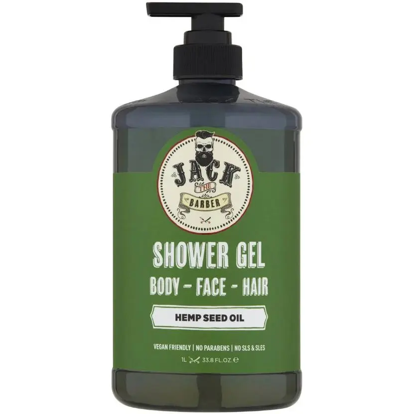 Jack the Barber Shower Gel Body-Face-Hair Hemp Seed Oil 1L