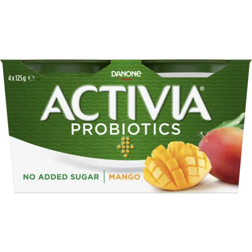 Danone Activia No Added Sugar Yoghurt Mango 4 x 125g
