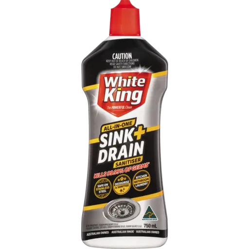 WHITE KING ALL IN ONE SANITISER DRAIN & SINK 750mL