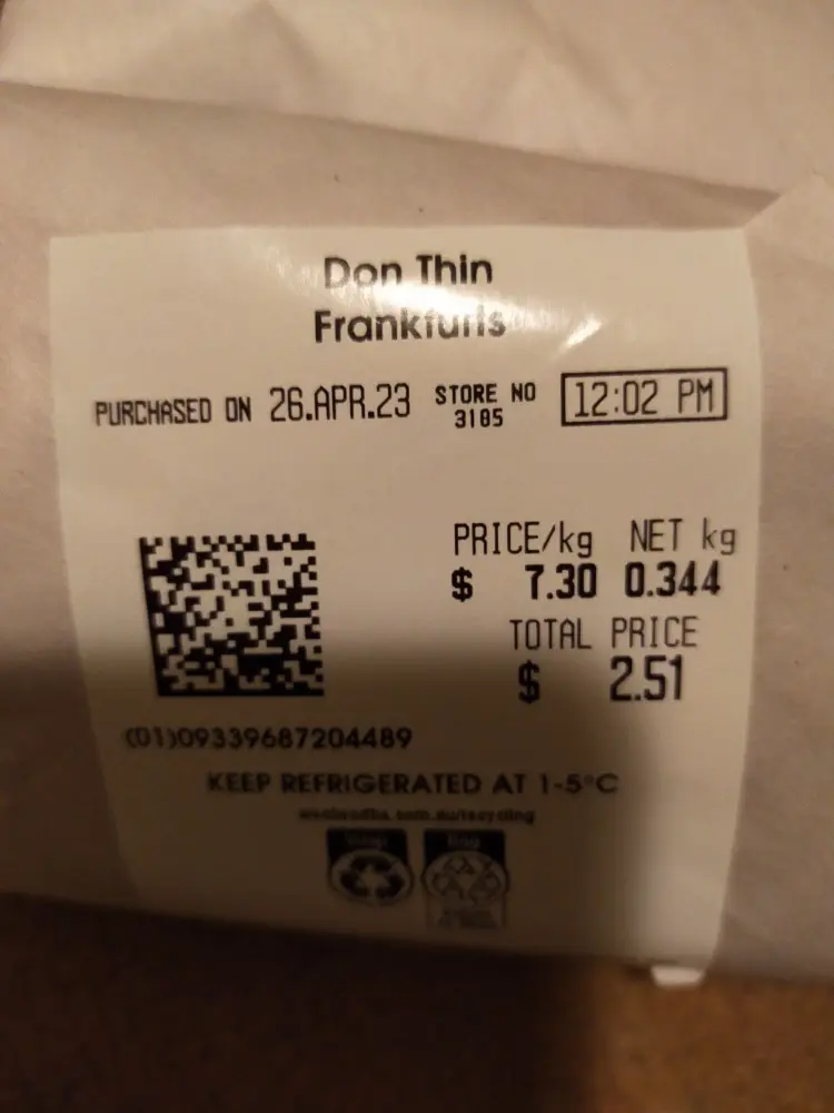 WOOLWORTHS Don Thin Frankfurts