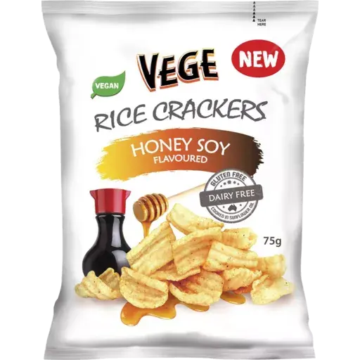 AJITAS VEGE RICE CRACKERS HONEY SOY 75g