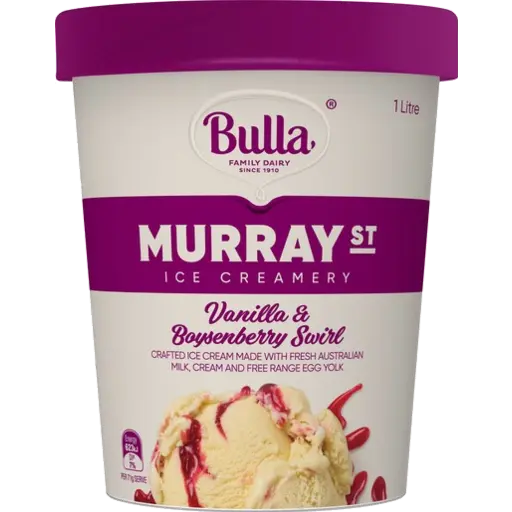 Bulla Vanilla & Boysenberry Swirl Ice Cream 1L