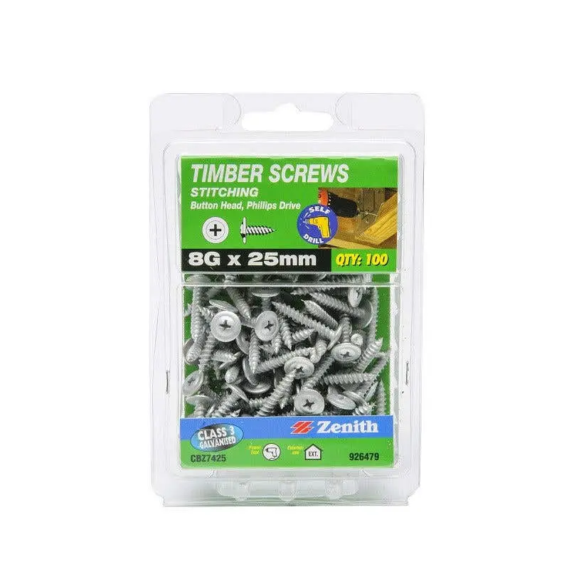 Zenith Timber Screws Button Head 8g X 25mm