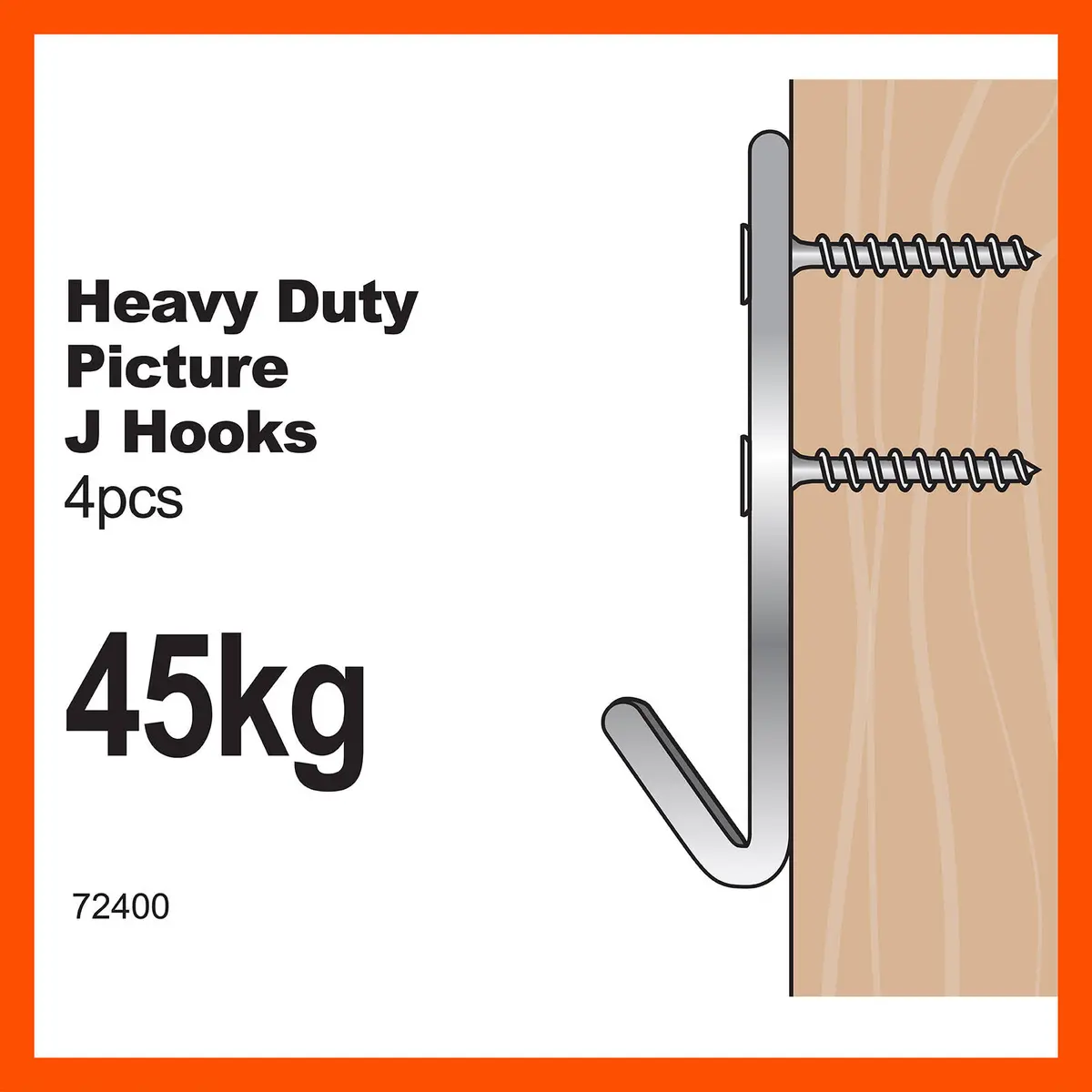 Everhang 45kg Heavy Duty J Hook - 4 Pack