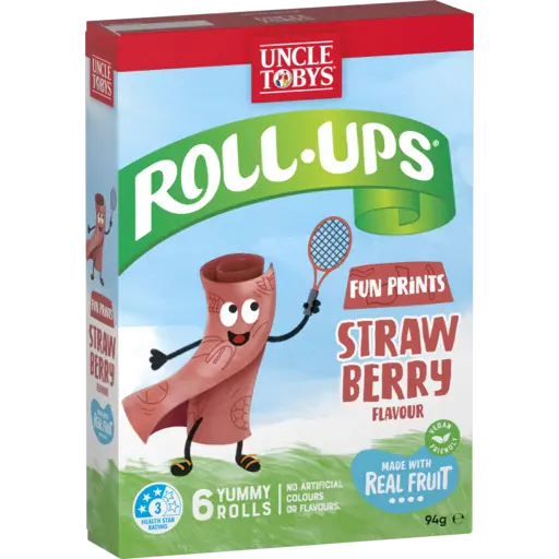 UNCLE TOBYS ROLL-UPS FUNPRINTS SNACKS FOR KIDS STRAWBERRY 94G