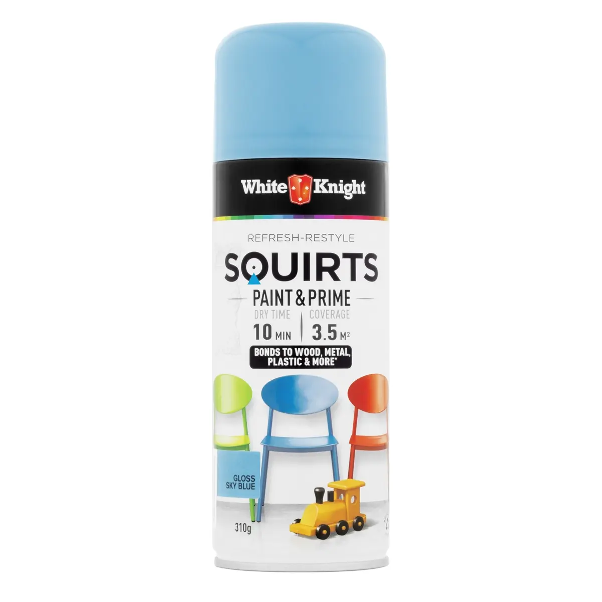 White Knight Squirts Paint & Prime Gloss Sky Blue 310g