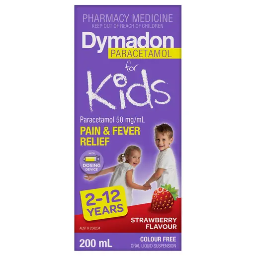 DYMADON 2-12 YEARS Strawberry Flavoured Paracetamol 200ml